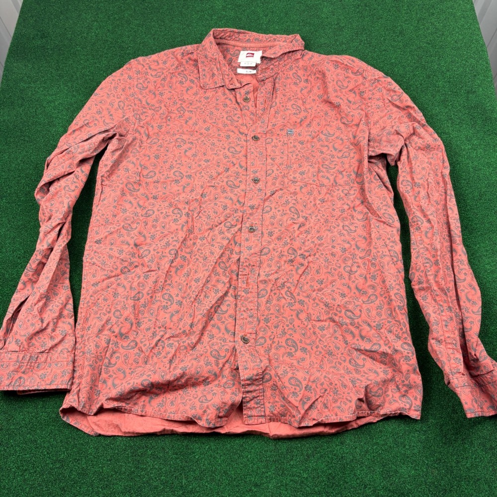 Quiksilver Mens‎ Coral Paisley Print Long Sleeve Button Down Shirt - Medium